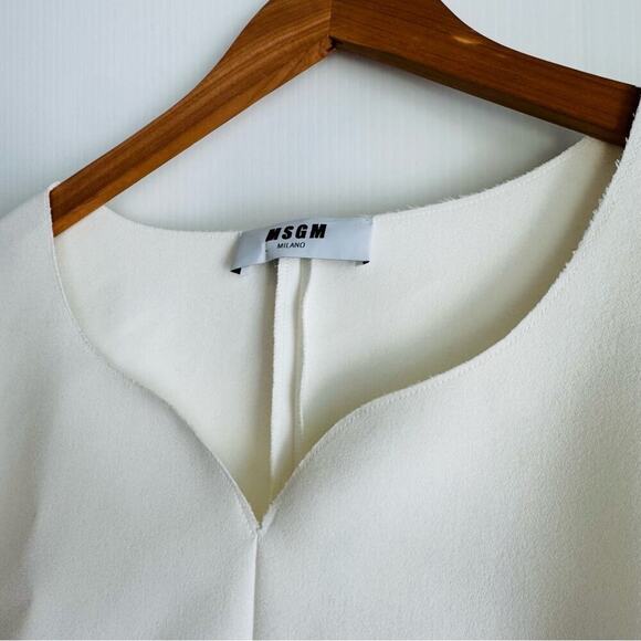 MSGM Cady Sweetheart blouse white long sleeve double crepe cady size 10 US - Picture 4 of 14